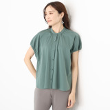 バーチ　ドゥエ 接触冷感 ギザ超長綿ブレンド シルケットスムース パフスリーブ オーバーシャツブラウス