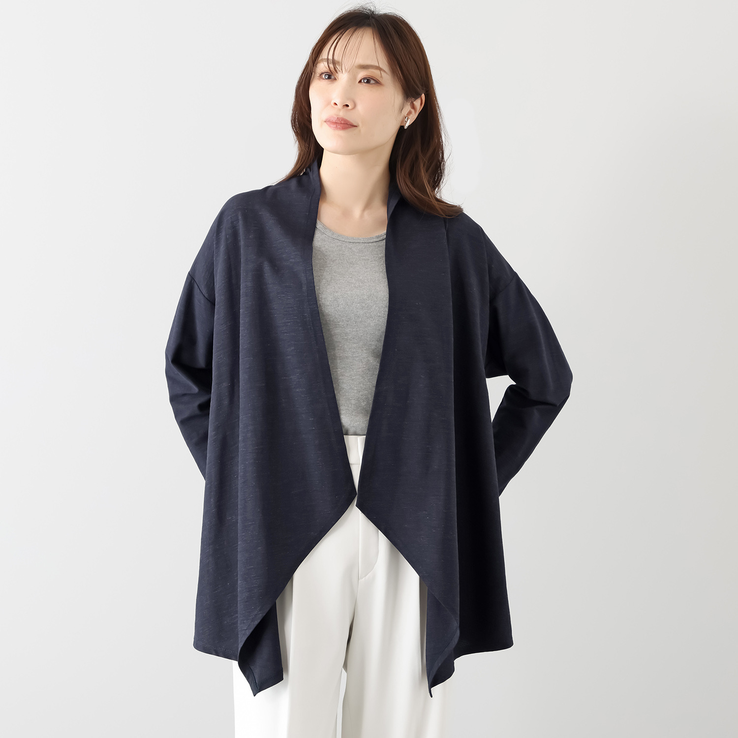 ココンライフ　ドゥ ＵＶカット・接触冷感・ 近赤外線カット ヘンプ混縦編 イレギュラーヘム カーディガン