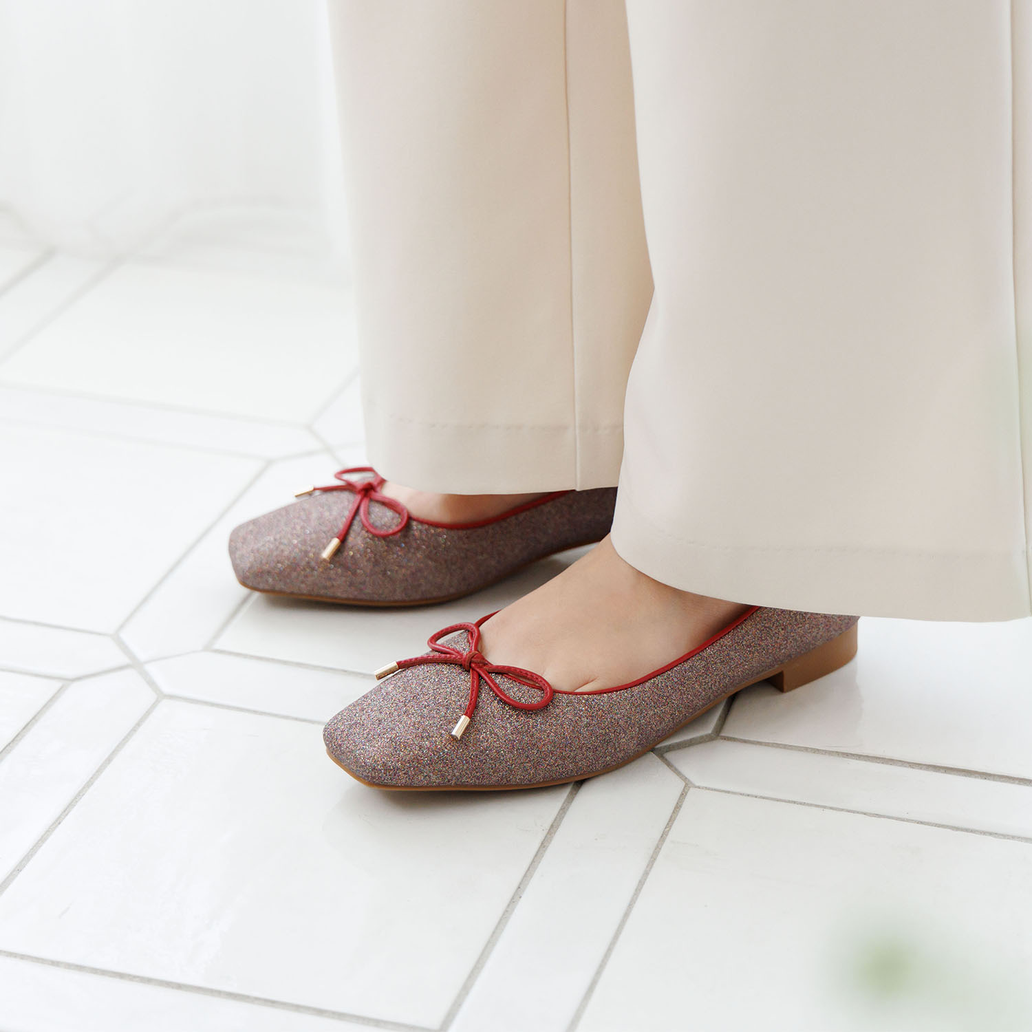 ニカル グリッター バレエパンプス