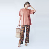 フーア ワイドストレート プリントパンツ