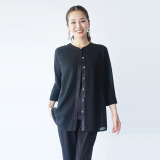 フーア サテントリミング シフォン ロングカーディガン