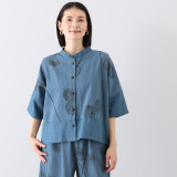 創作りょう うずまき柄 刺し子ブラウス