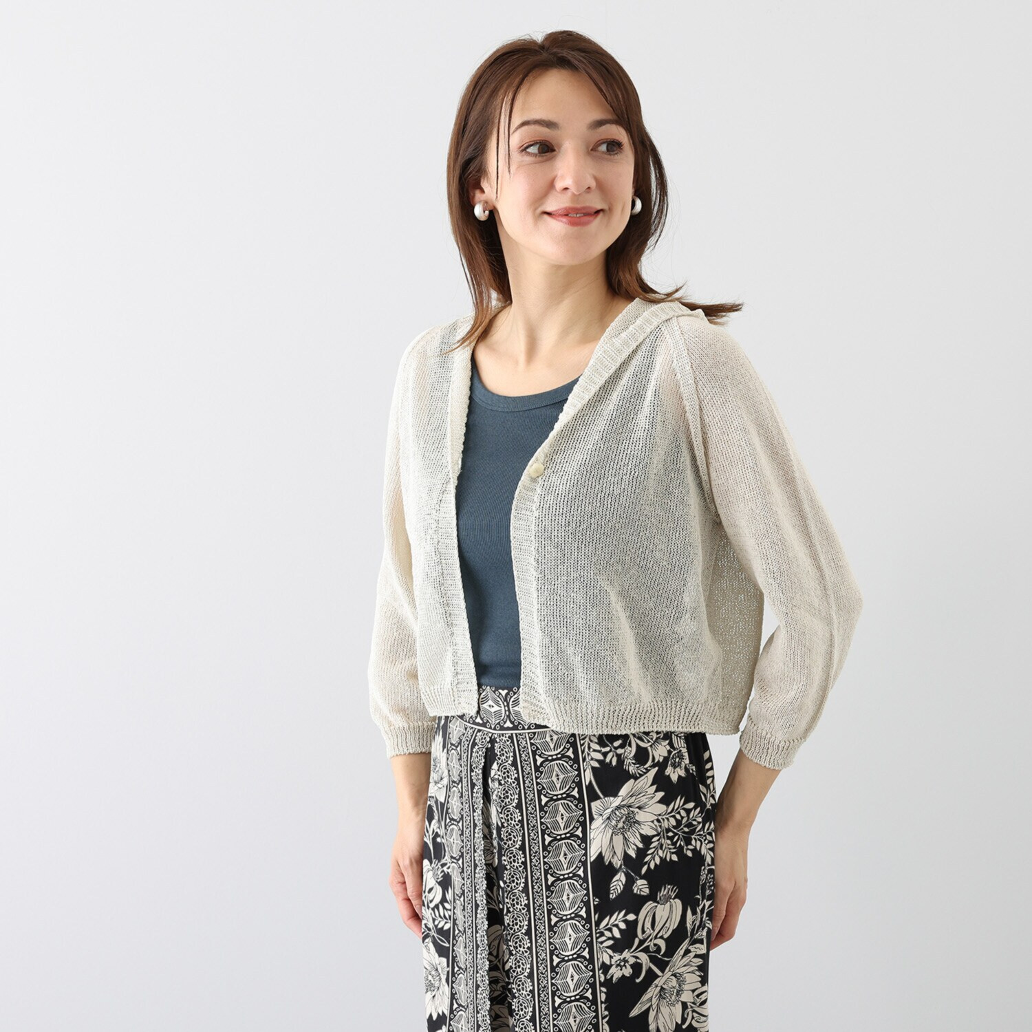アリュメット 抄繊糸 フードボレロ