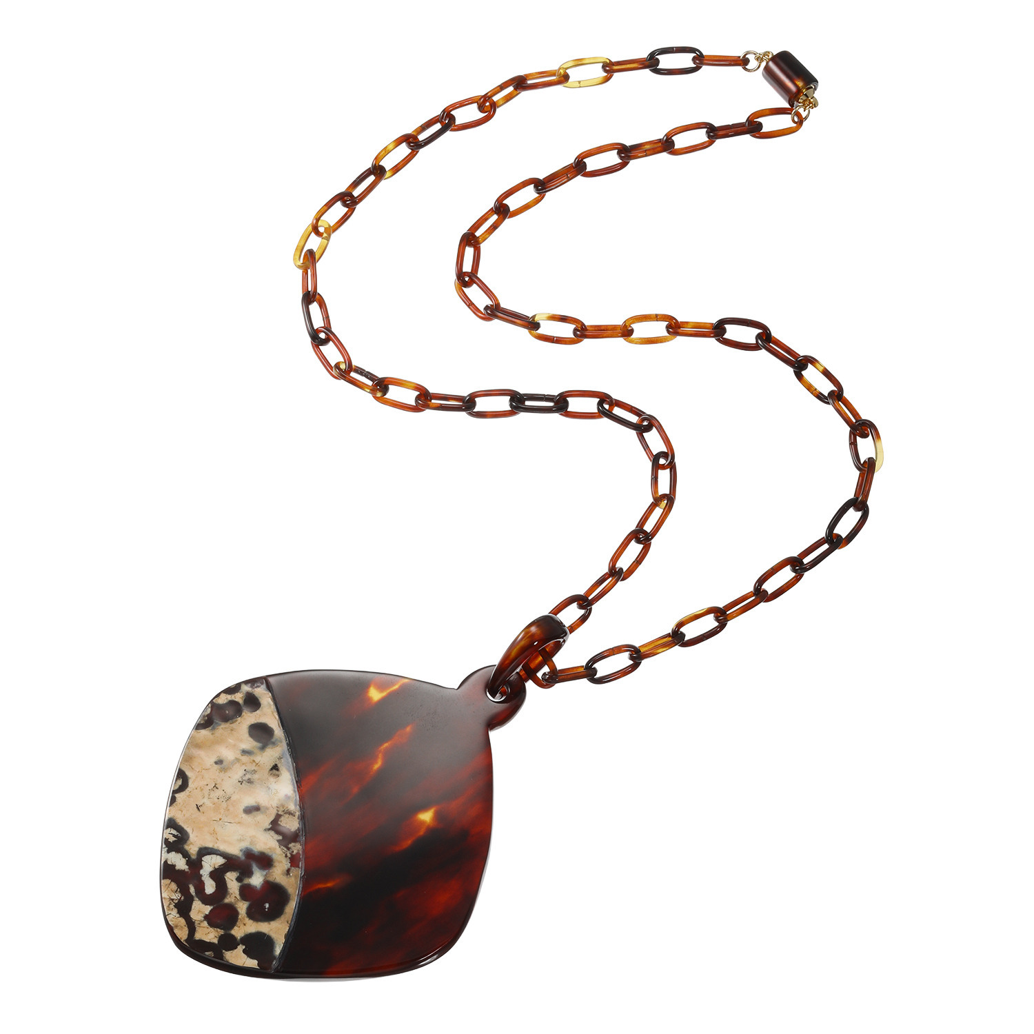 べっこう堂 本水もく＆ 本べっ甲無地 スクエアデザイン ペンダント