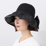 女の欲望 リボンがポーチに早変わり 通気性バツグン！ ワイヤーでスタイル自由 折りたたみＵＶハット ビジュウリボンポーチ付