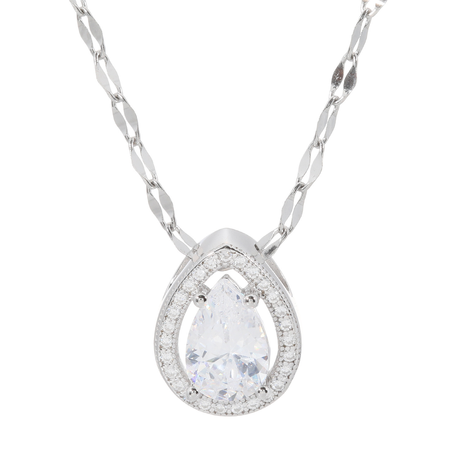 ニューヨークからの贈り物 シルバー　ＣＺ ニューヨーク・ エクセプショナル・ カット（Ｒ） ペアシェイプペンダント “リティシア”