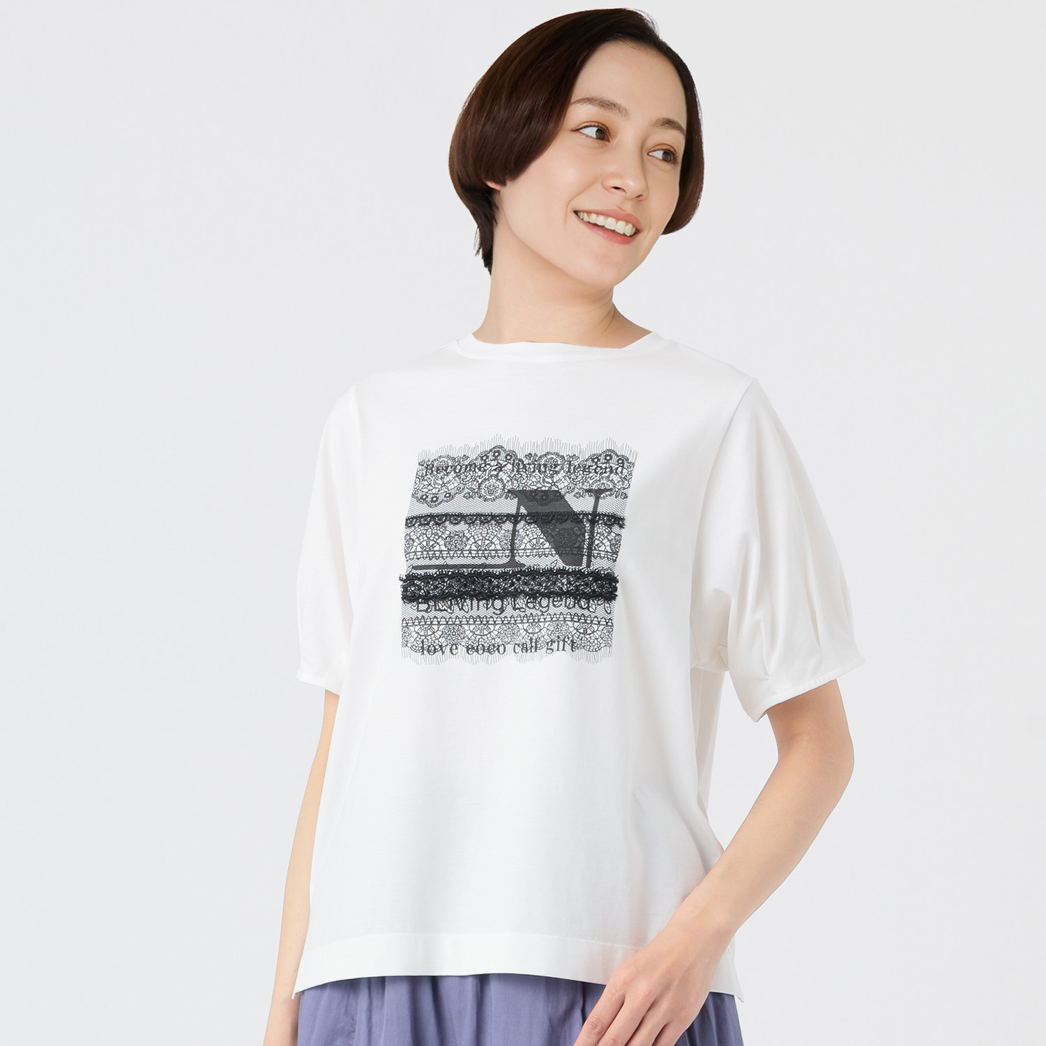 ノーボノーボ フォトプリント タック袖Ｔシャツ