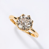 レステクール １８Ｋ ２カラットＵＰ シャンパンカラー ダイヤモンド リング ＜鑑別書付＞