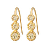 レステクール １８Ｋ シャンパンカラー ダイヤモンド スリーストーン グラデーションピアス