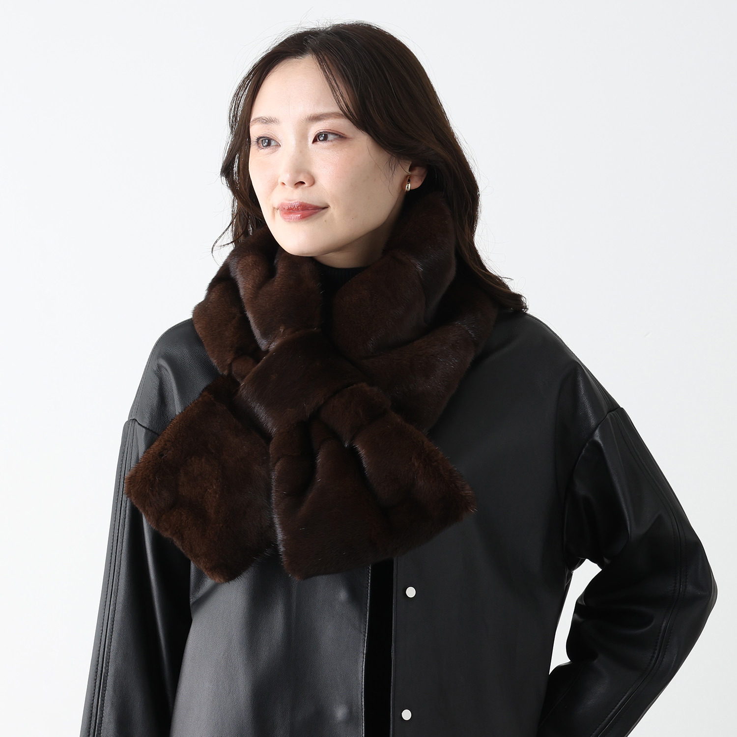 【美品】EMBA エンバ　マホガニーミンク　ショール　ミンクショール　希少 ミンク 大判マフラー- ショップチャンネル