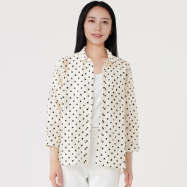 ダジュール カットジャガード ドット柄ブラウス