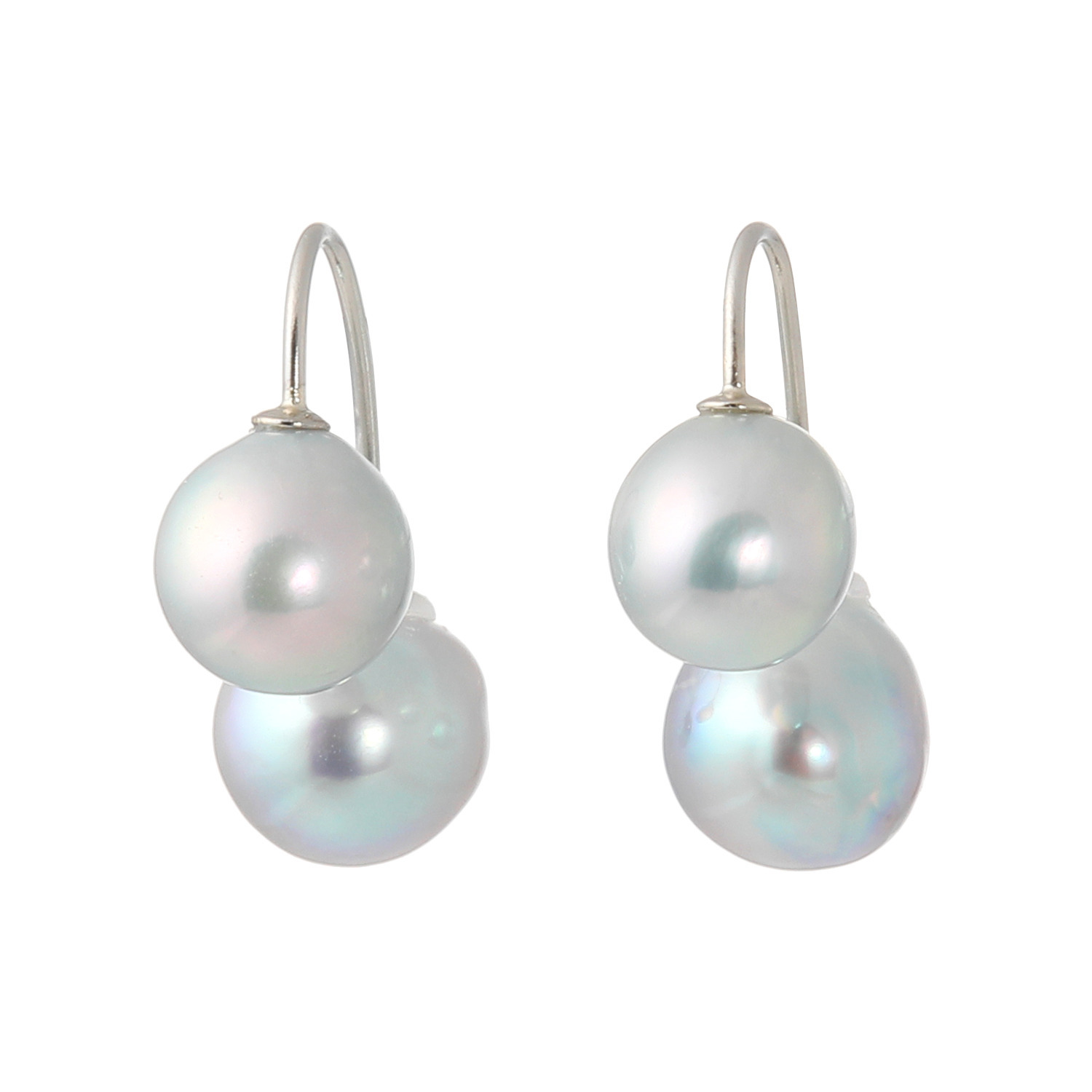 海蛍 プラチナ９００ 長崎県対馬産 無調色ブルーグレー 越物アコヤパール パールキャッチピアス