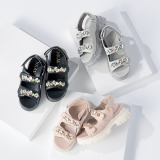 ニカル パールビジュウ キルティング ボリュームサンダル