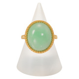 グランシフォレ 翡翠＆モアサナイト オーバルカボション リング