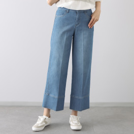 ノーボノーボ ホワイトヤーン ワイドデニムパンツ