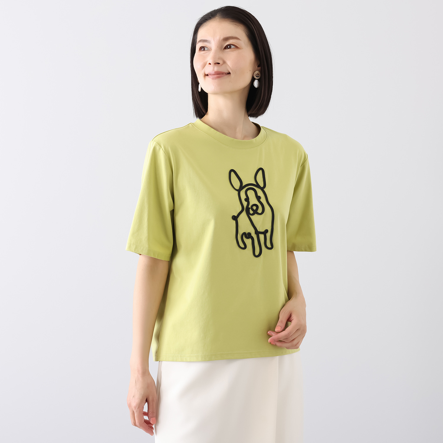 ダジュール ドッグモティーフ コード刺しゅう Ｔシャツ