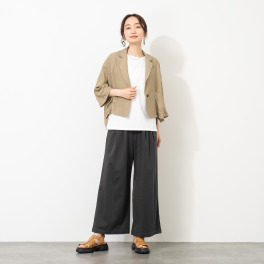 元町ゼラール エグゼクティブ ジャージー素材使用 タック入りワイドパンツ