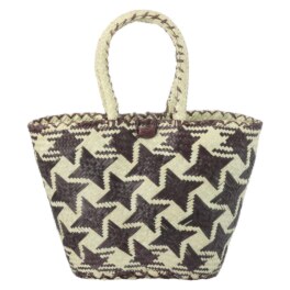 アフリカンスクエアー アフリカの島 マダガスカル発 オールハンドメイド 天然素材の星柄かごバッグ