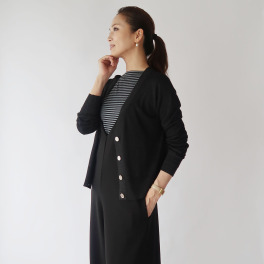 フーア ボタンアクセント シアー ラメカーディガン