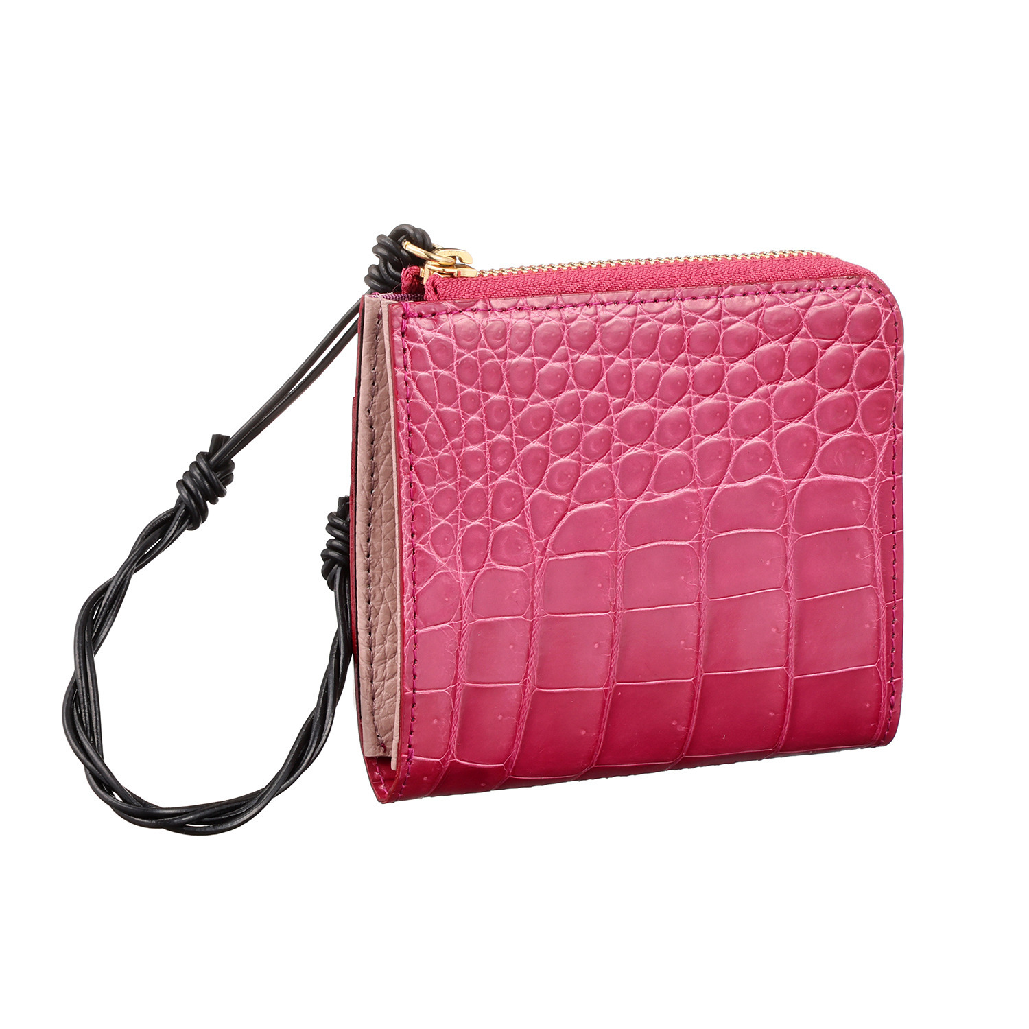 レザージュエルズ 日本製 シャイニングクロコダイル ミニＬ字ウォレット