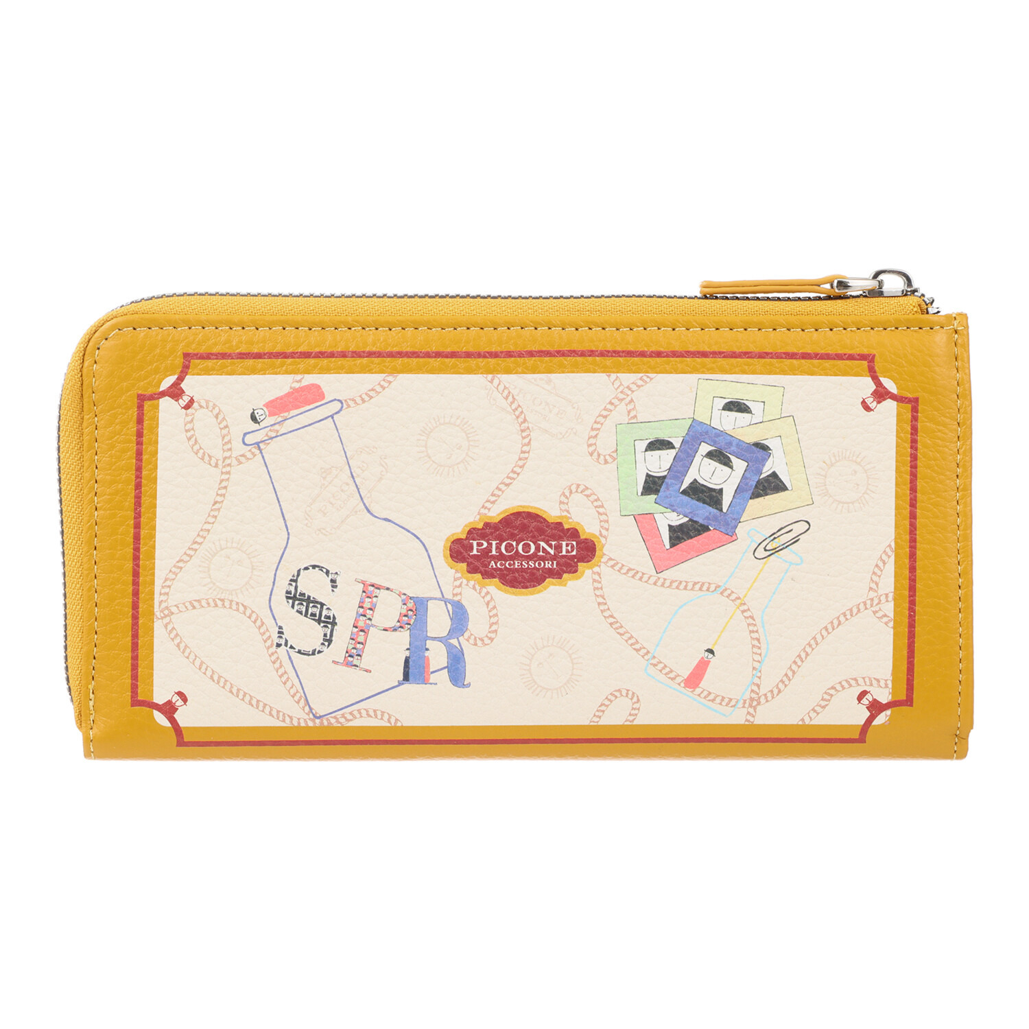 ピッコーネ アッチェッソーリ 牛革 Ｌ字型ファスナー ロングウォレット