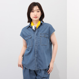 シュガーデプト つややかに風をまとう テンセルコットンデニム シャツベスト