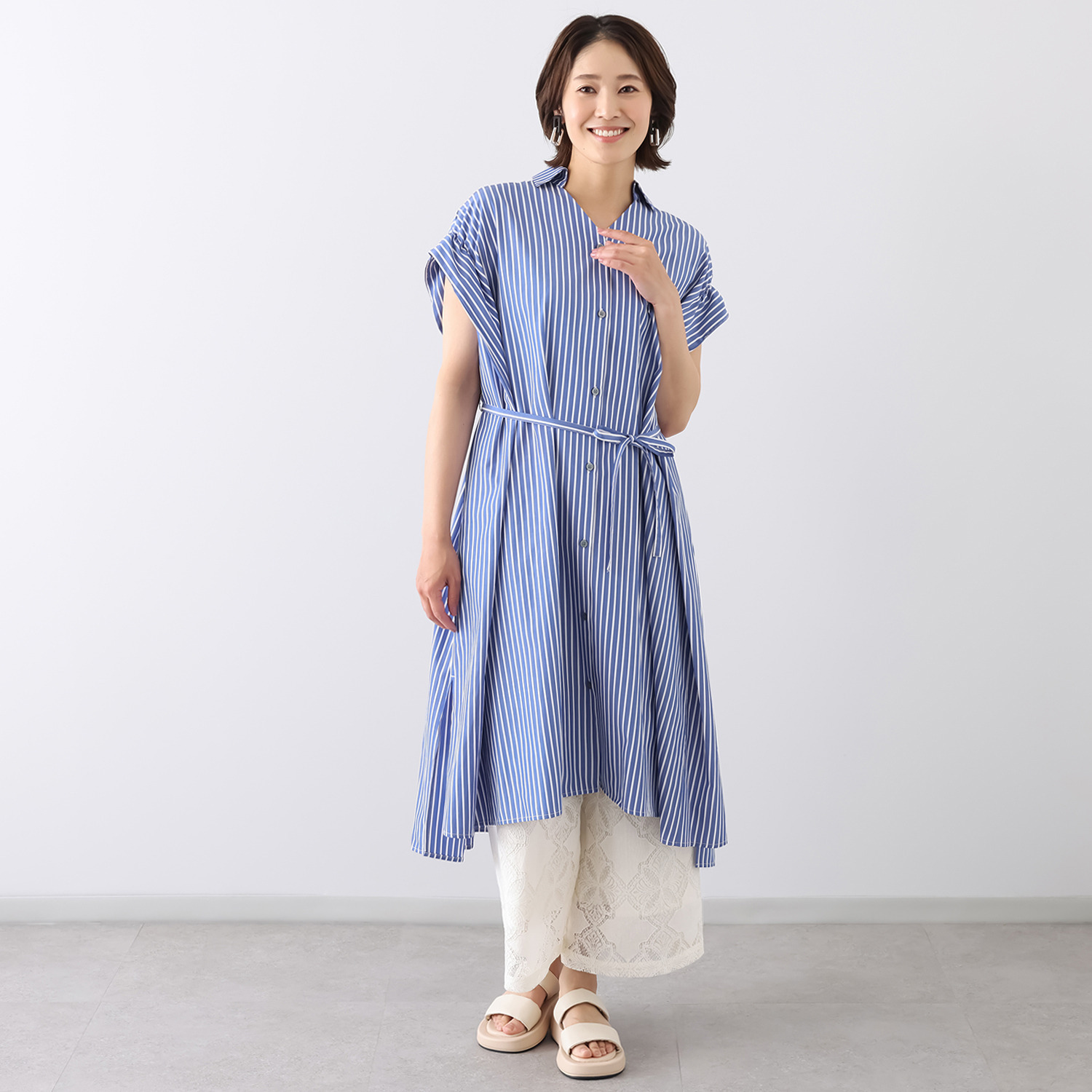 アリュメット バックリボン シャツワンピース