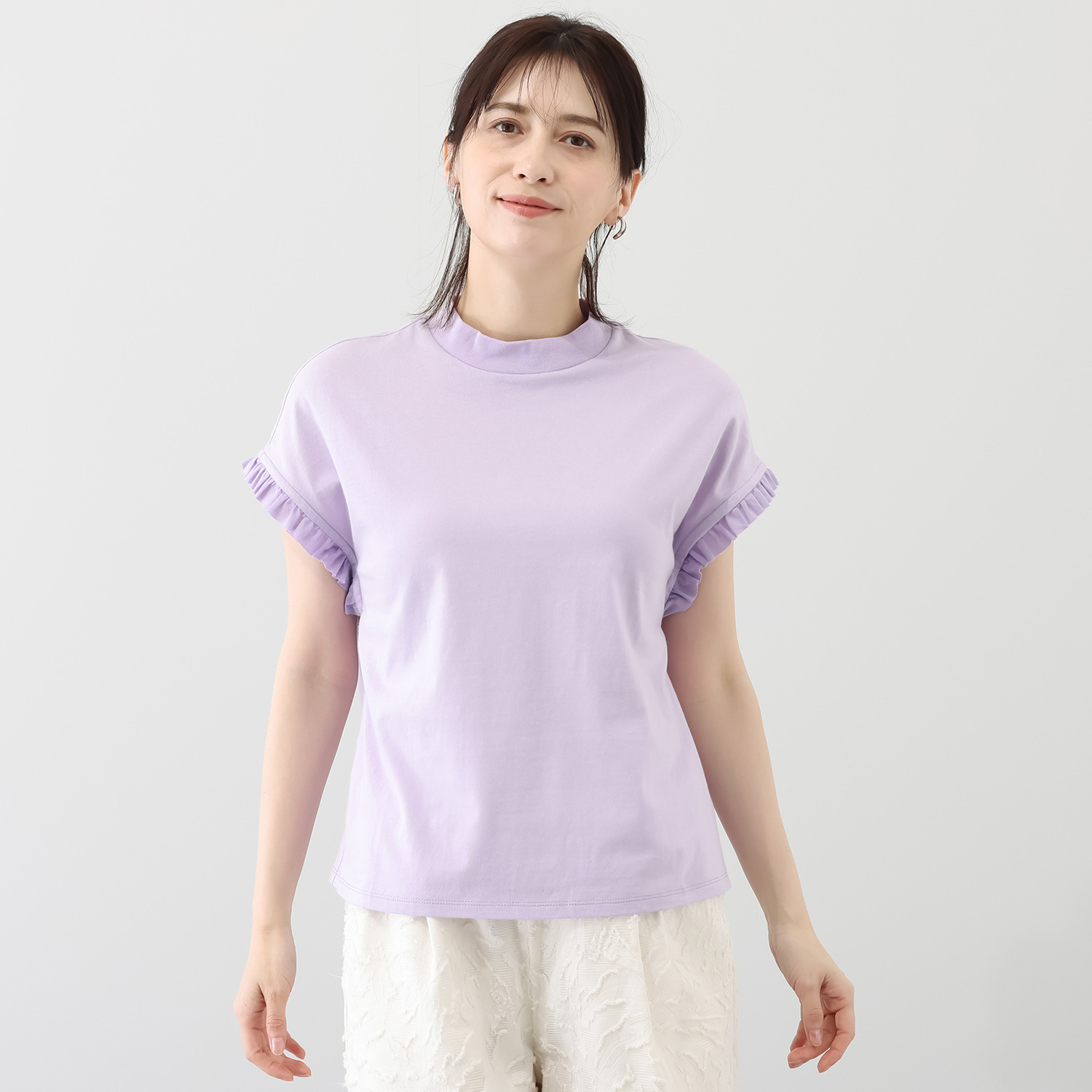 【美品】ENFOLD ソフト天竺 デコラティブ Tシャツ フリル M ポンデシャロン 日本製 天竺袖フリルフレンチ Tシャツ- ショップ