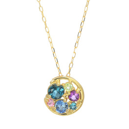カレイドスコピオ １８Ｋ マルチカラージェム サークルネックレス