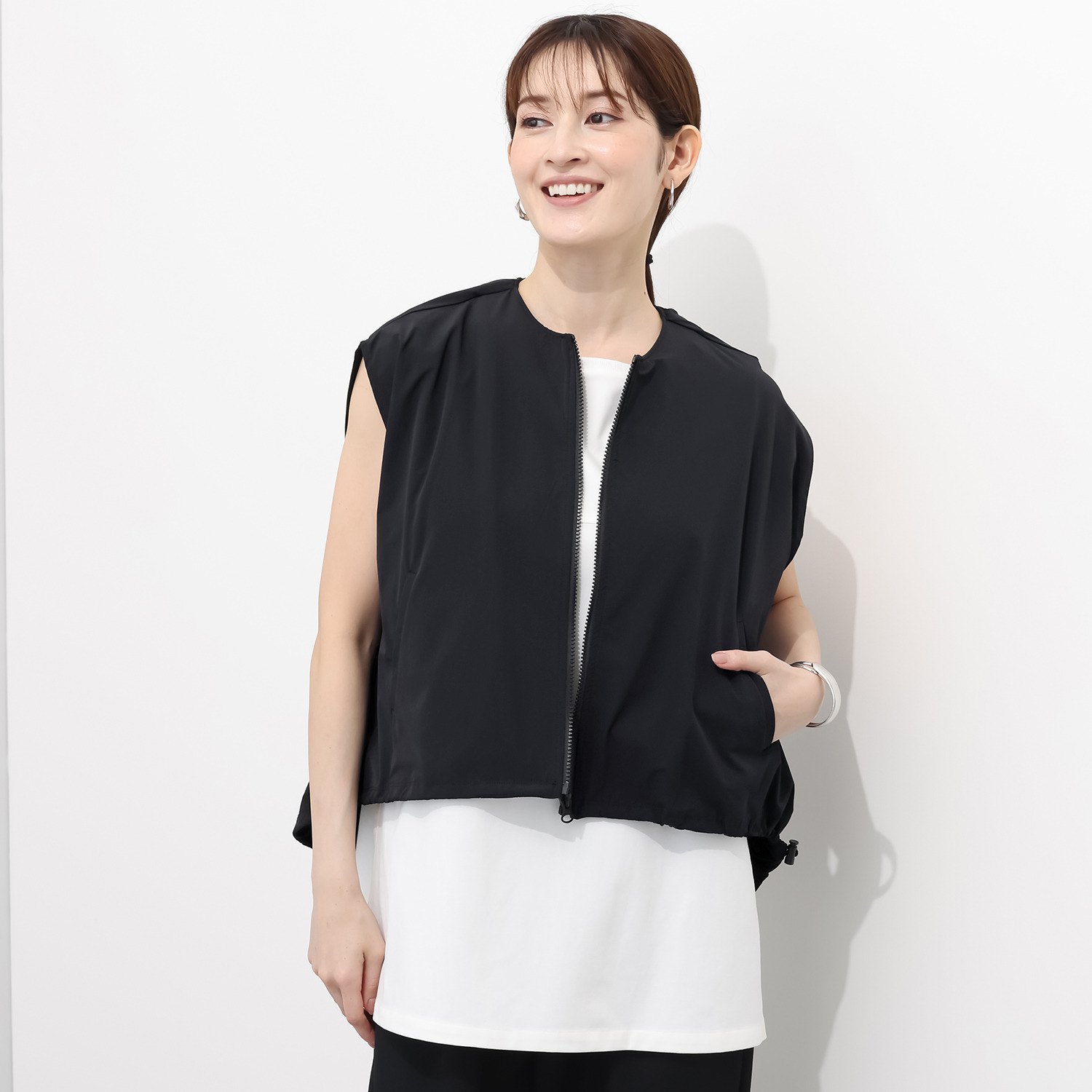 シーン サラサラストレッチ バルーンシルエットジレ
