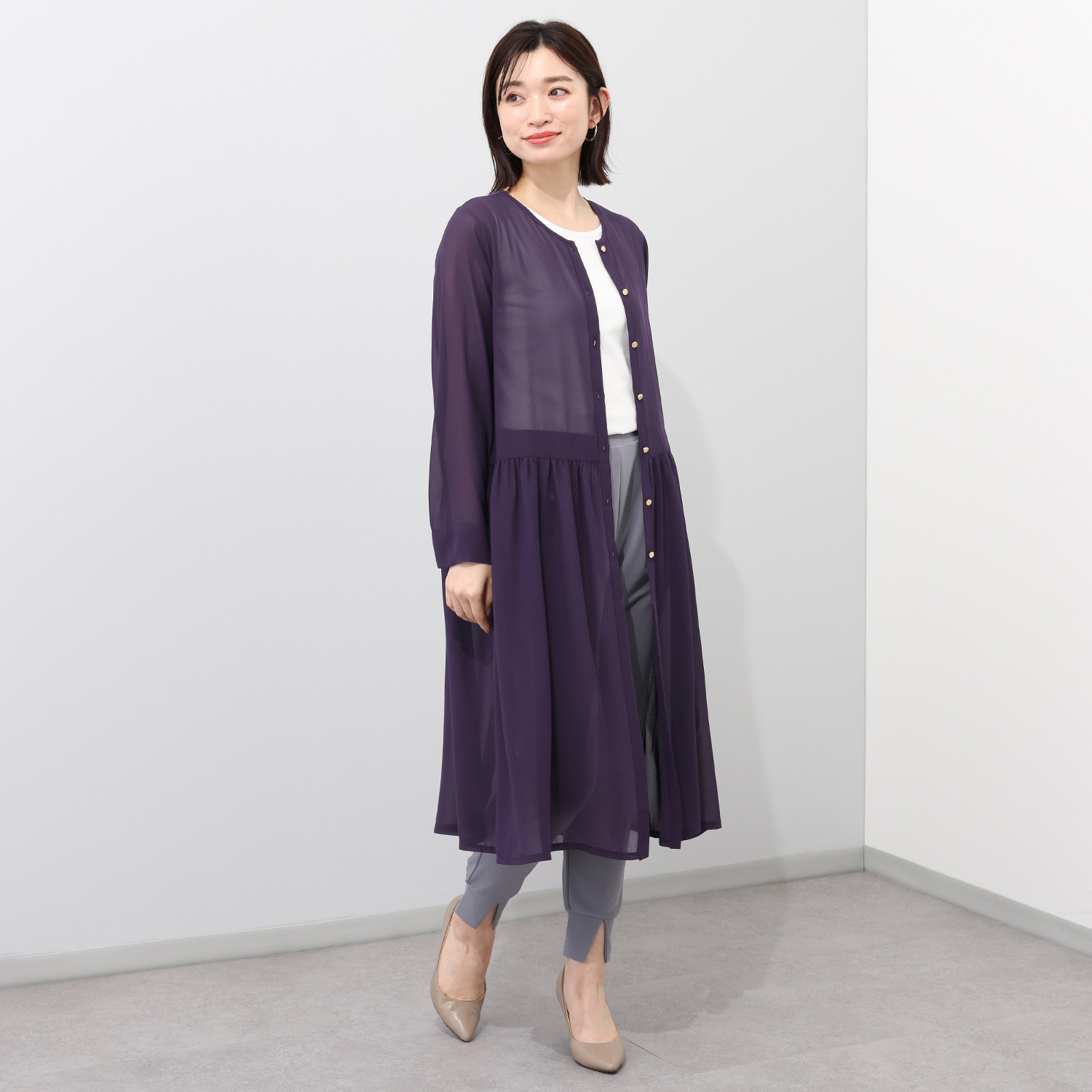 フーア シフォンジョーゼット ロングカーディガン- ショップチャンネル