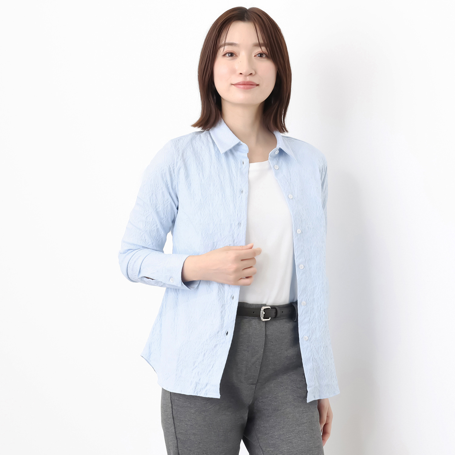 プラテレージ智子セレクト ヴィエルティーズバイ ヴァレンティーナズ イタリア製 ストレッチジャガード ブラウス