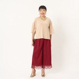 ミューリエ 煌めきと優雅なヌケ感 チュールコンビパンツ