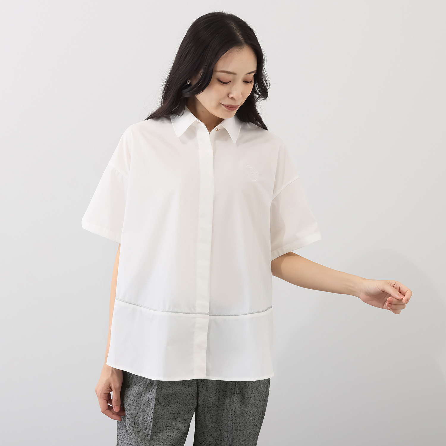 シック バイ ネイチャー ラメコードアクセント 半袖シャツ- ショップ
