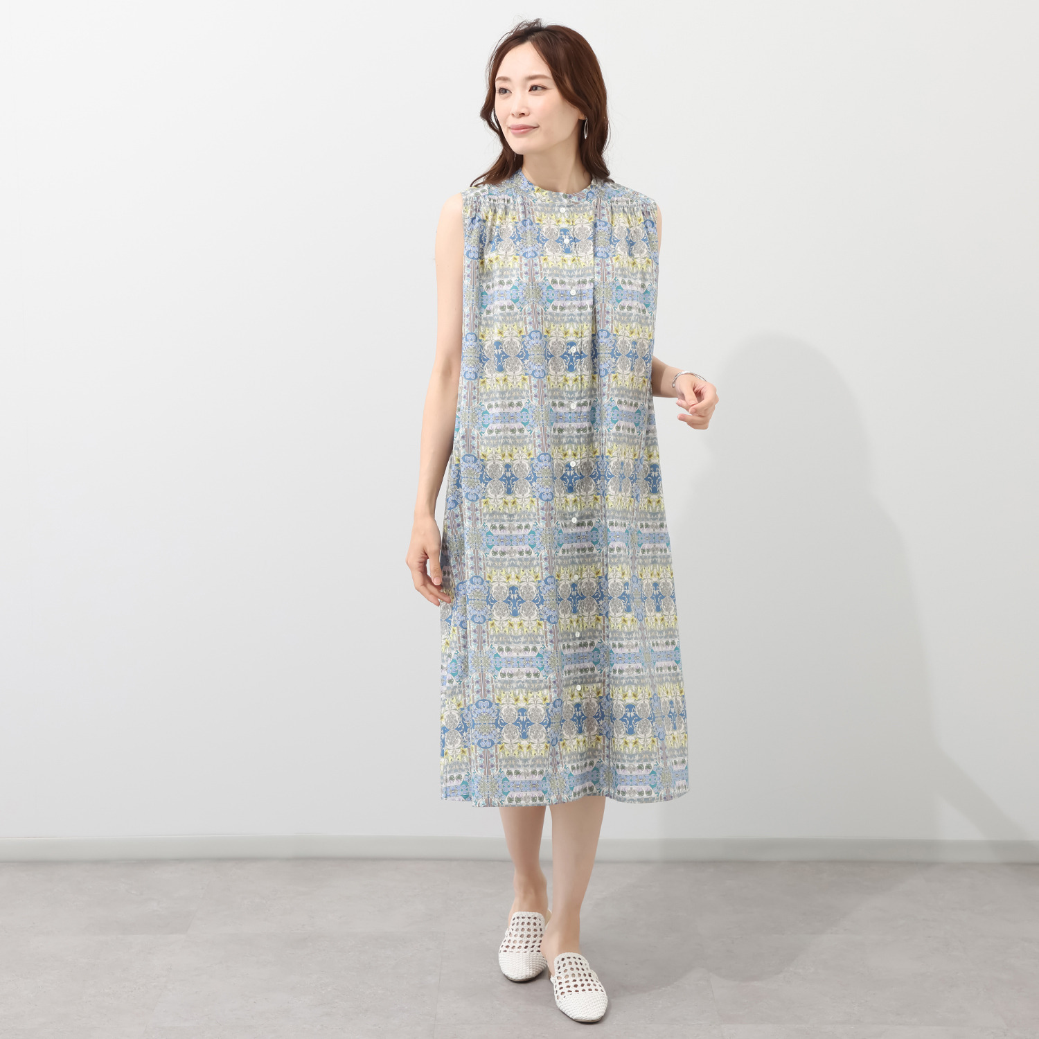 ソソット リバティプリント タナローン ノースリーブワンピース