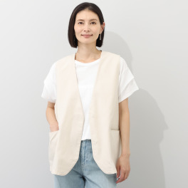 ハンチ リネン混 ジレ