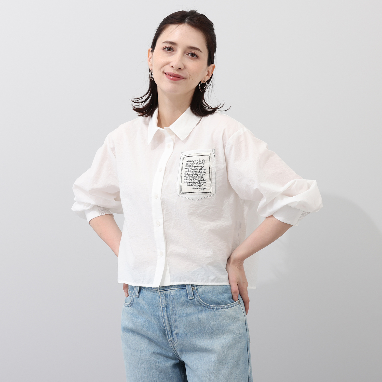 スタイル・ラヴィー ポケット刺しゅう アクセントシャツ- ショップ