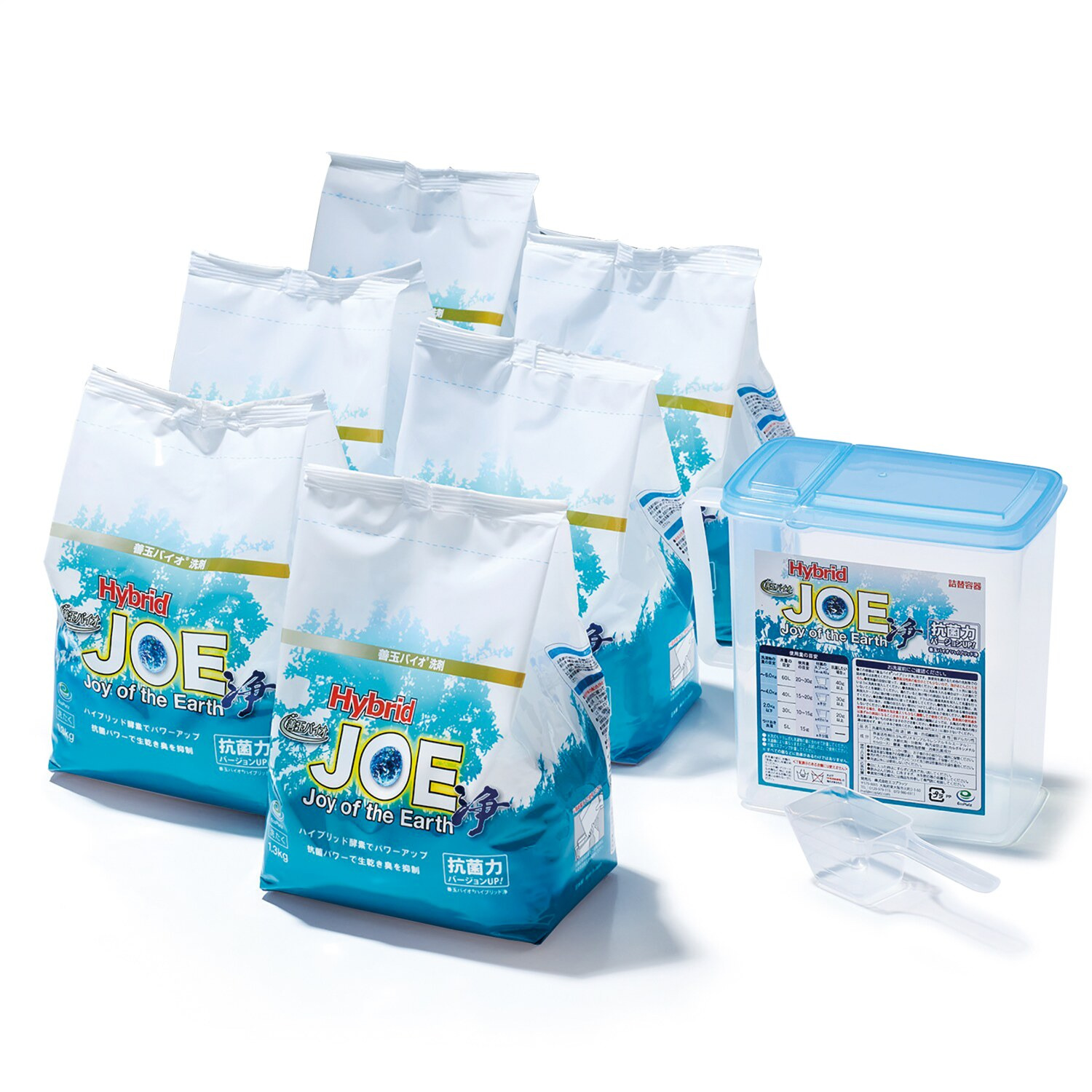 善玉バイオ洗剤ハイブリッド浄詰替1.3kg×6袋/ケース/計量スプーン付き 善玉バイオ洗剤 “ハイブリッド浄” 6袋セット ＜詰替用容器＆計量