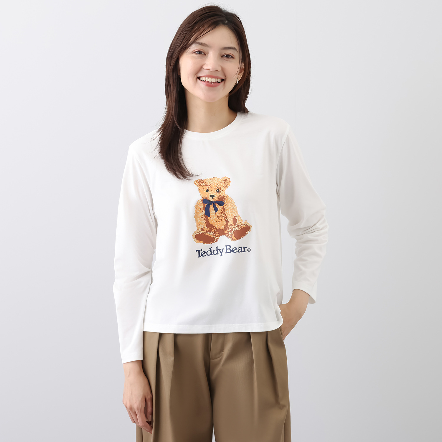 テディベア グラフィック ロングスリーブ Ｔシャツ