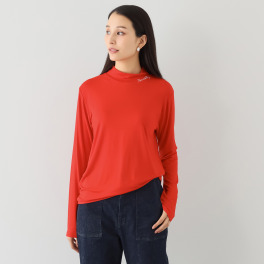 ピカデリー 刺しゅう入り モックネック ９分袖Ｔシャツ