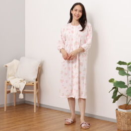 花柄プリント ゆったりシルエット 前開きワンピース