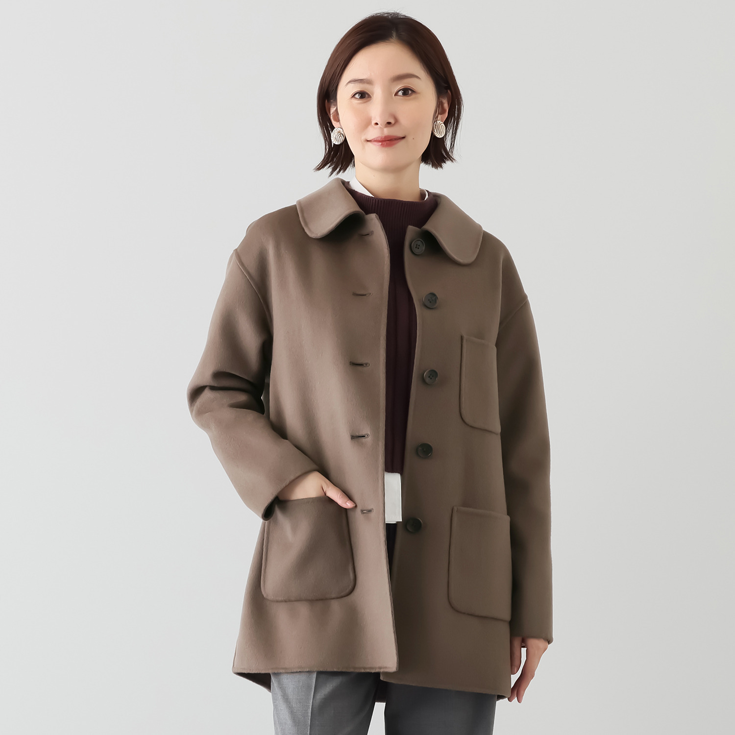 モカサン ジュンコシマダ ウール混 リバーコート- ショップチャンネル