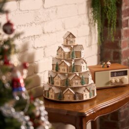 クリスマスまでの日々を 楽しみながら カウントダウン！ ウッドアドベント カレンダー ライトスタンド