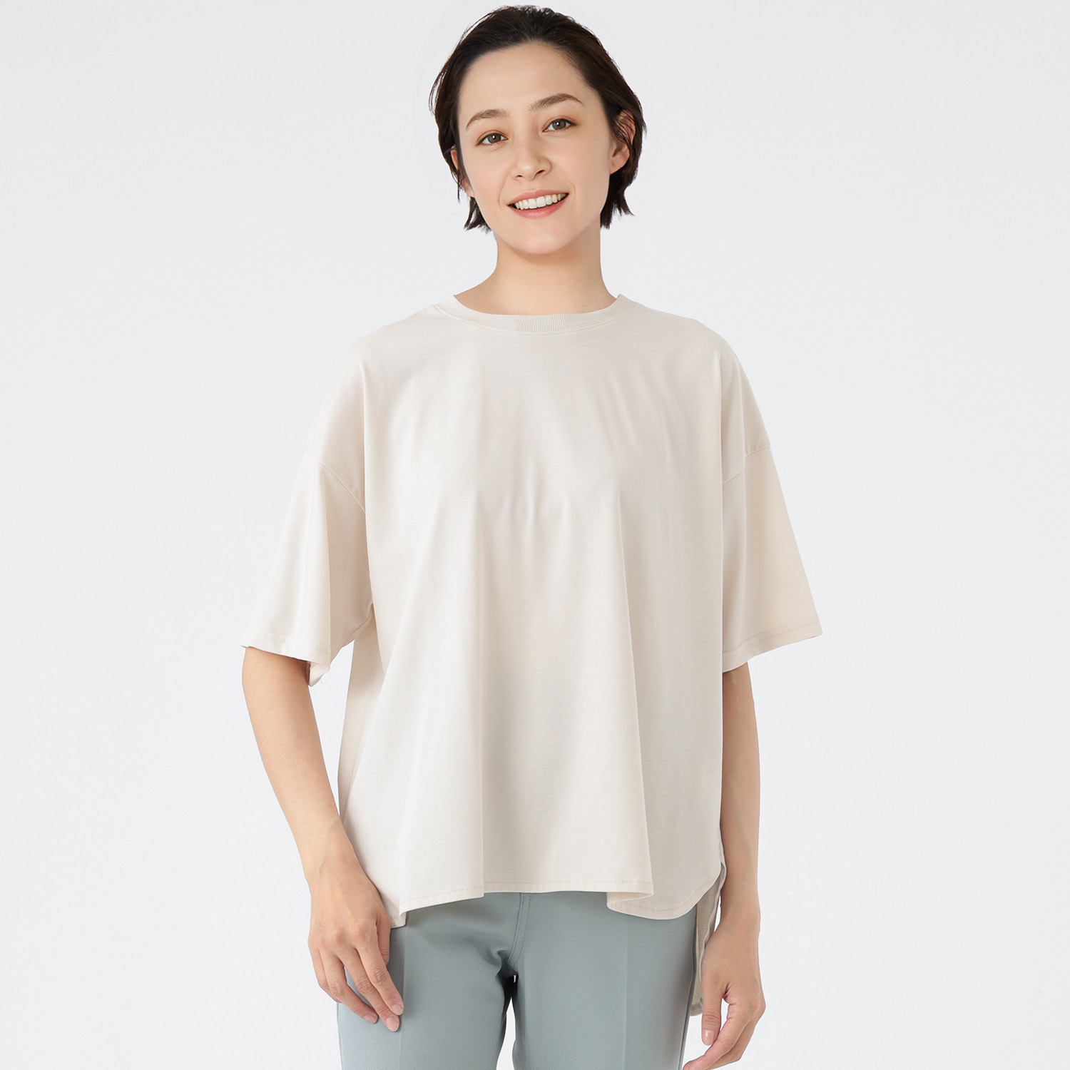 ラウンドヘムTシャツプルオーバー エムエムオー 接触冷感 クルーネック ラウンドヘムTシャツ- ショップ