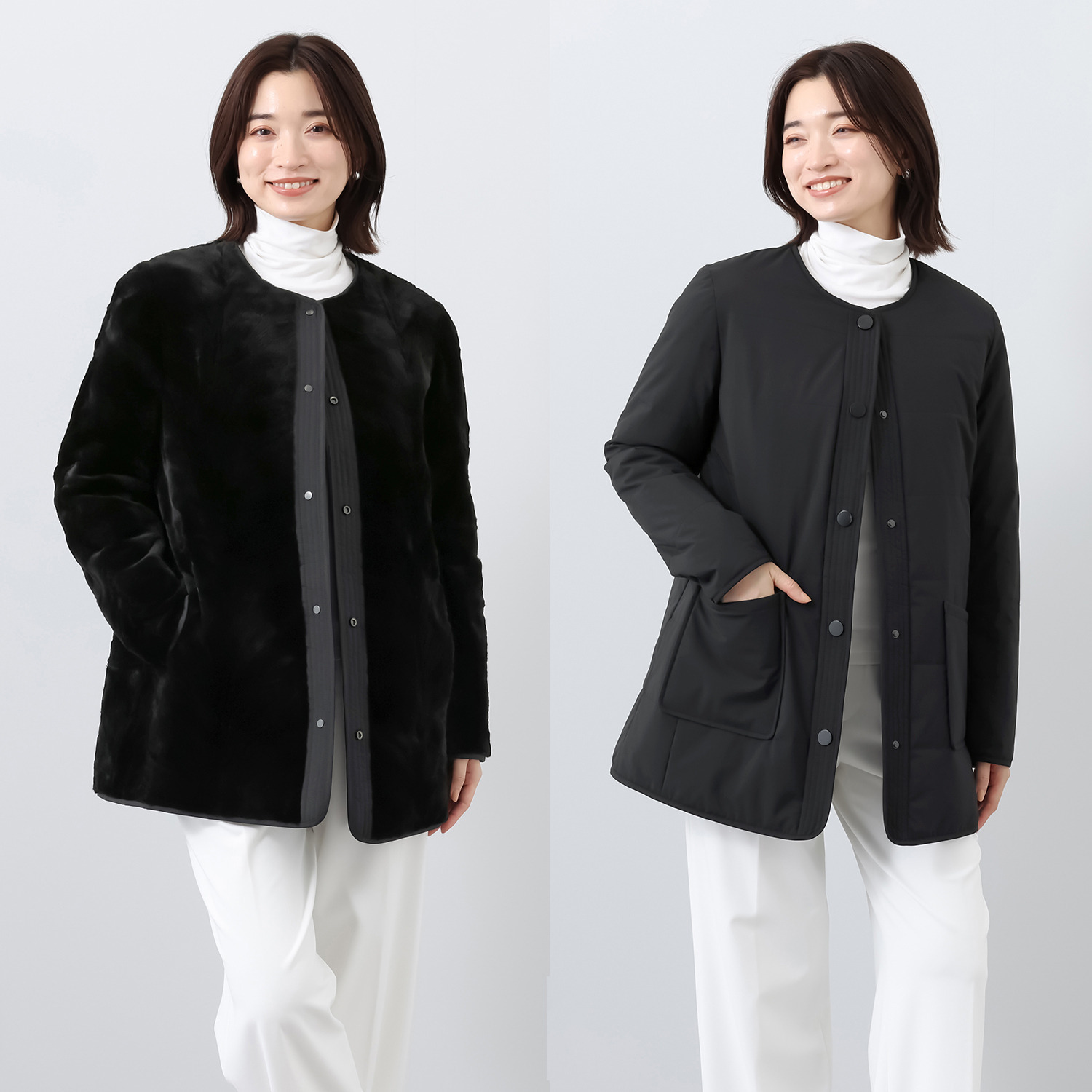 シェアードミンク ×キルティング リバーシブルコート- ショップチャンネル