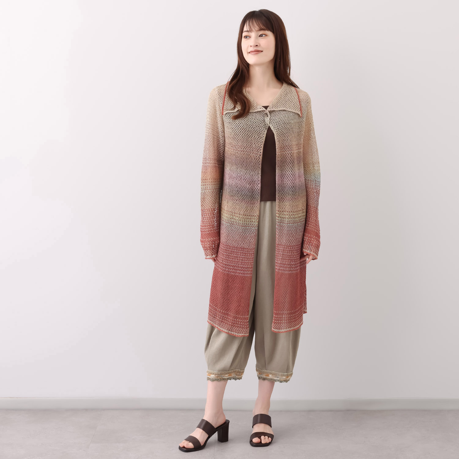 イイネス 和紙混グラデーション ロングカーディガン- ショップチャンネル イイネス 和紙混グラデーション ロングカーディガン- ショップチャンネル