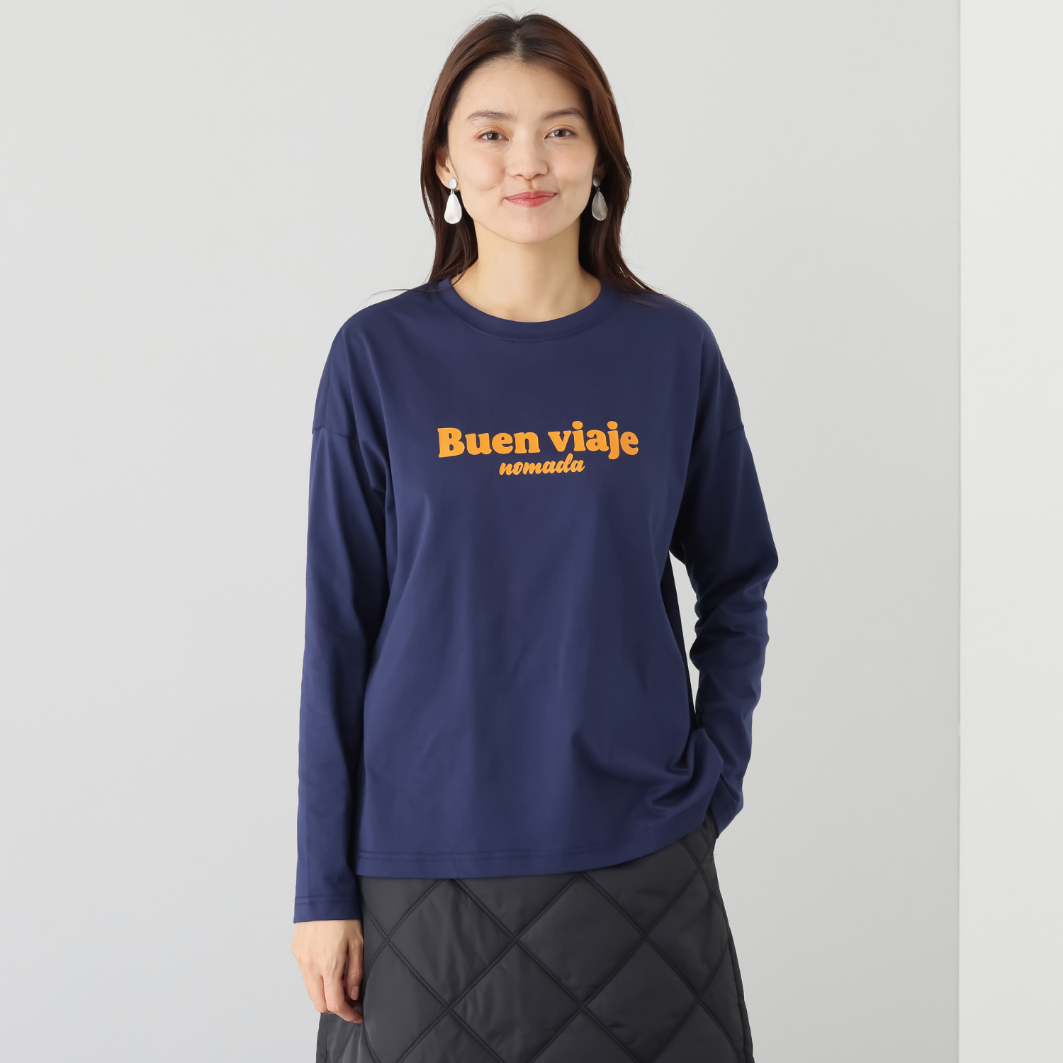 ラソエヌサーティスリー ディグリーズ ロゴプリント ロングTシャツ