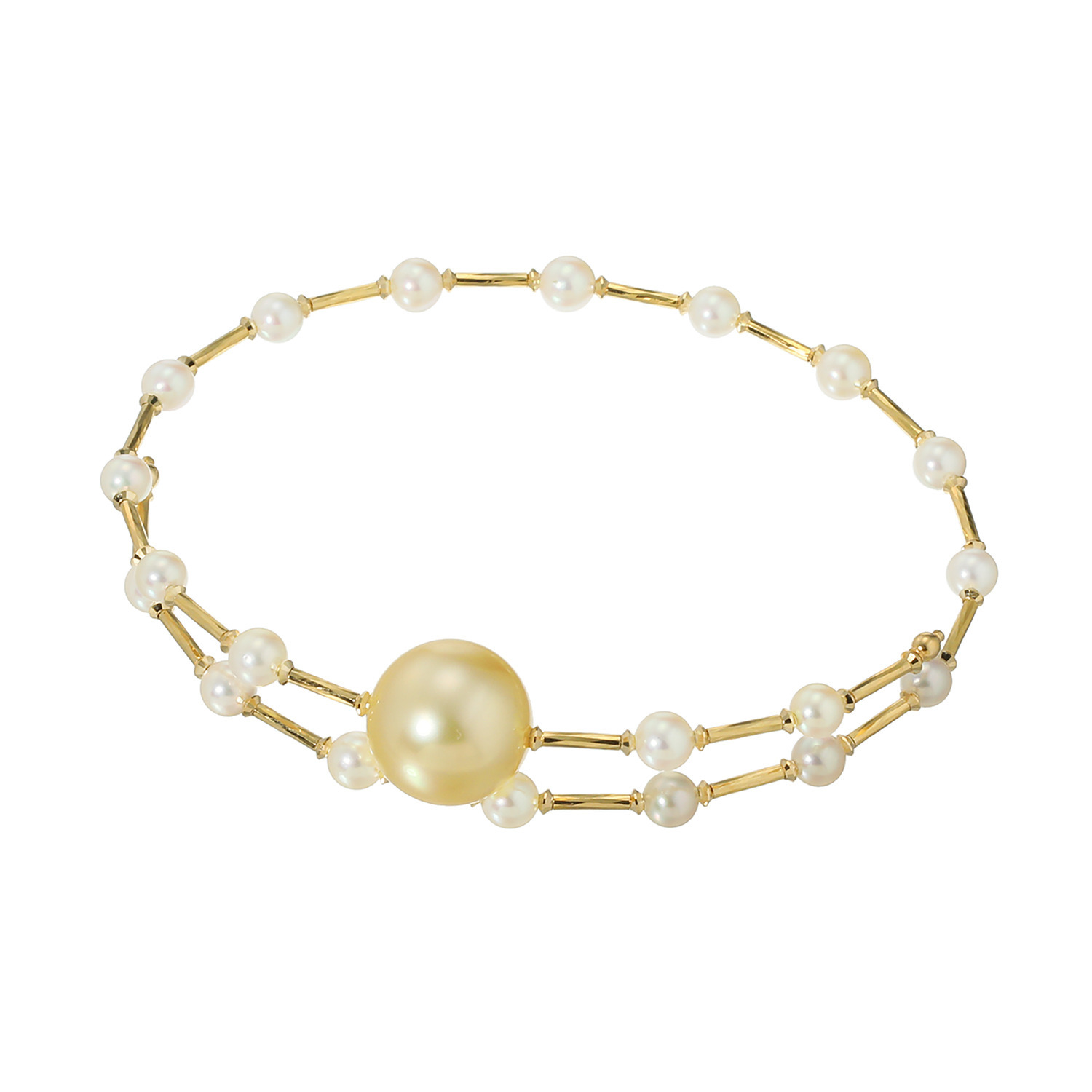 ジュペレ　ジョーヌ １８Ｋ ゴールデン白蝶パール＆ 国産ベビーアコヤパール フレキシブルバングル