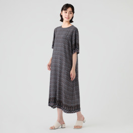 アリュメット パネルプリント 半袖ワンピース