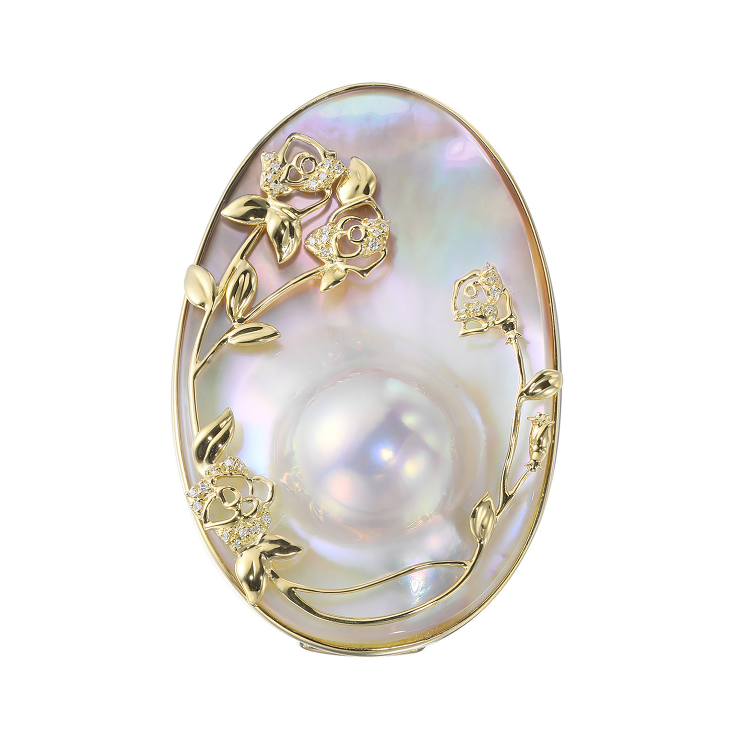 グロッシーマベパール 18K 奄美大島産マベパール＆ ダイヤモンド